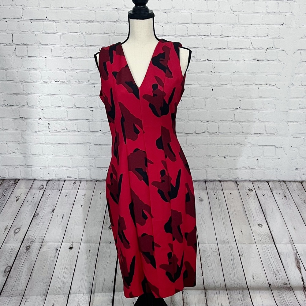 H&M Red Camo Patterned Dress Size 10